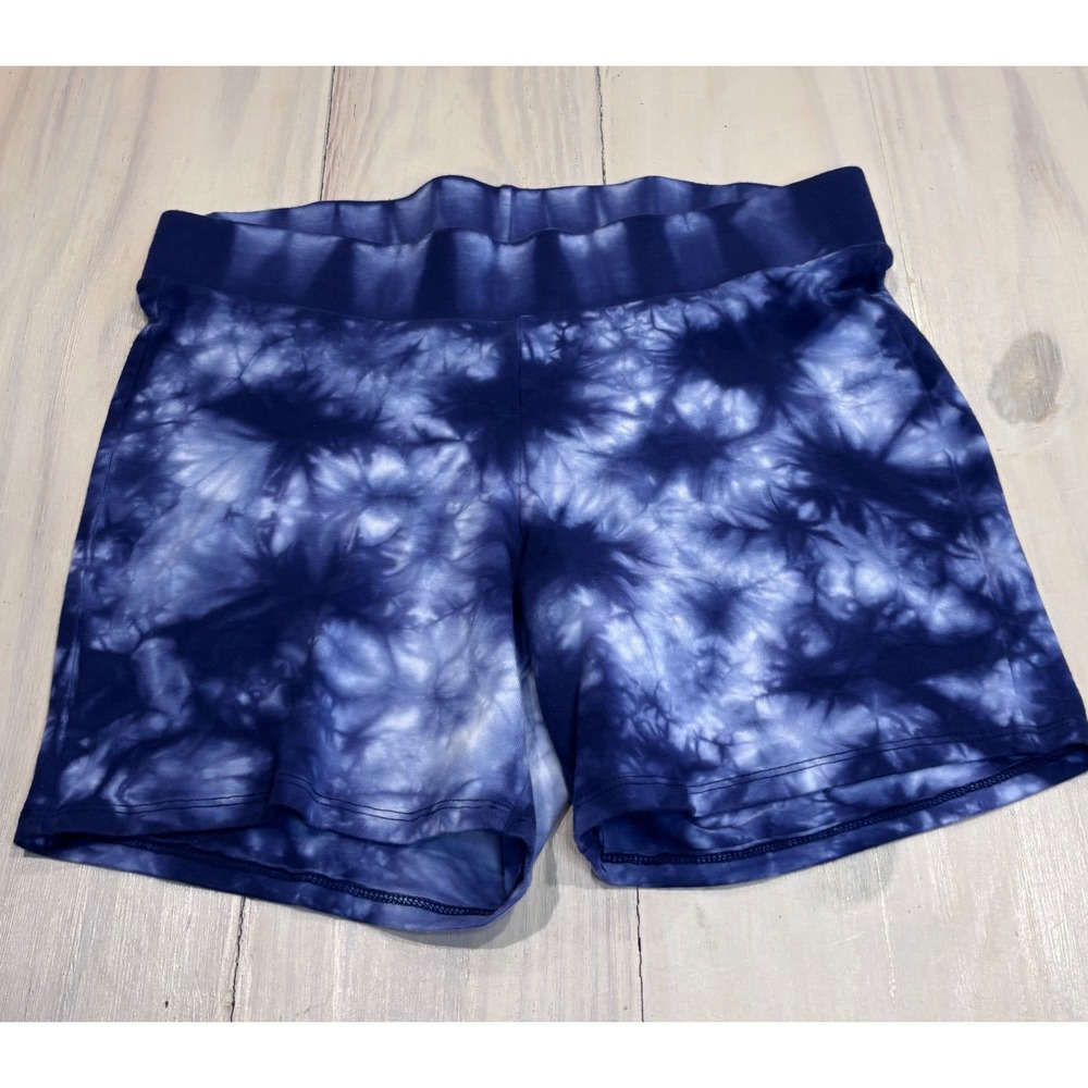 Torrid Women Blue White Tie Dye Bike Shorts SZ 0 Large High Rise Cotton Stretch